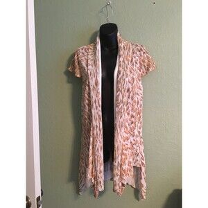 Alberto Makali Asymmetrical Open Animal Print Cardigan Short Sleeve  Size L.